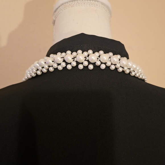 Fashion Nova Chic Black Button Down Shirt with Pearl Details - Picture 6 of 7